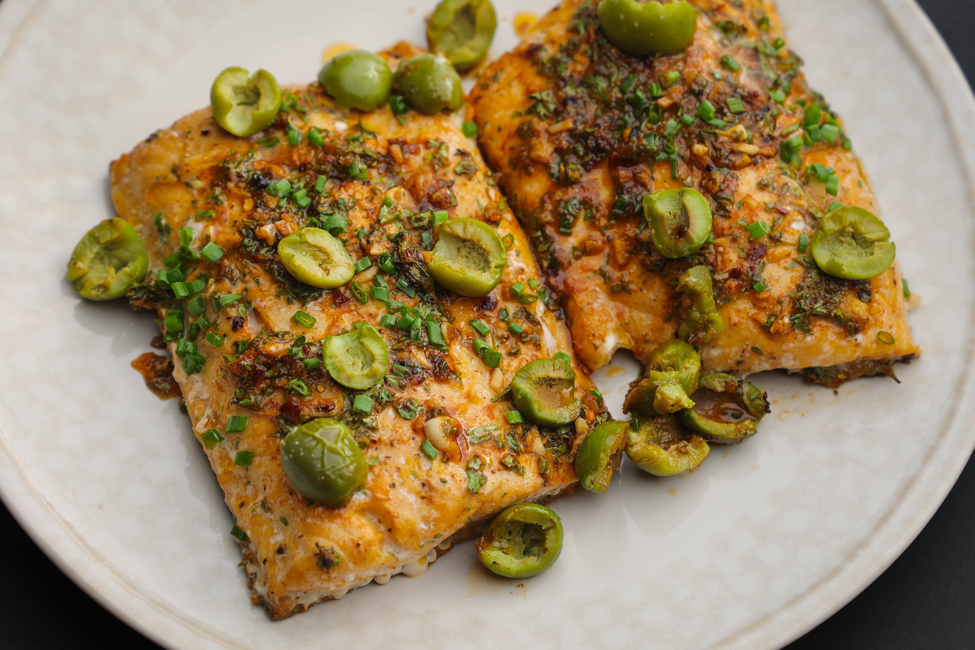 Baked Lake Trout with Olives