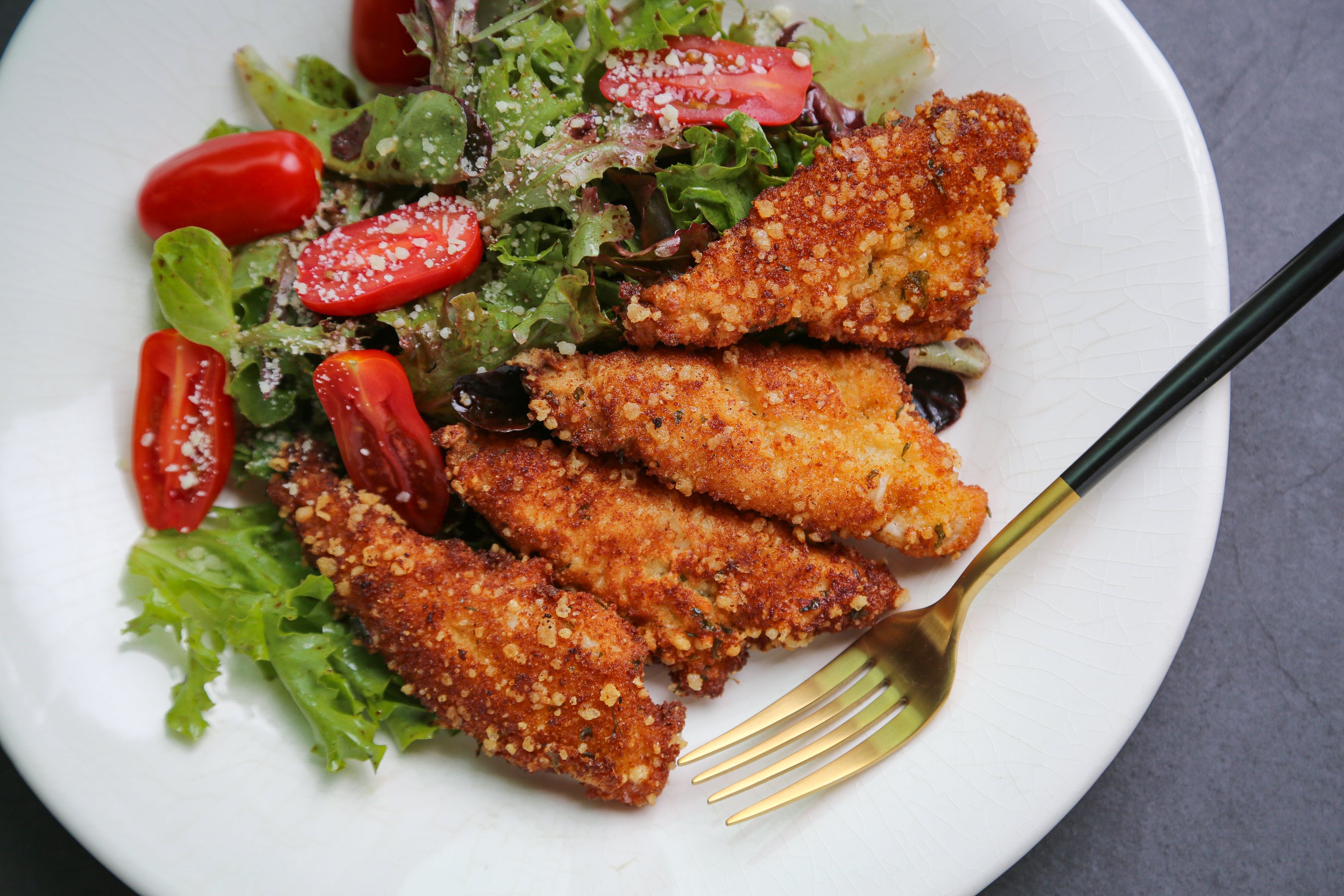 Parmesan-Crusted Bluegill with Balsamic Salad