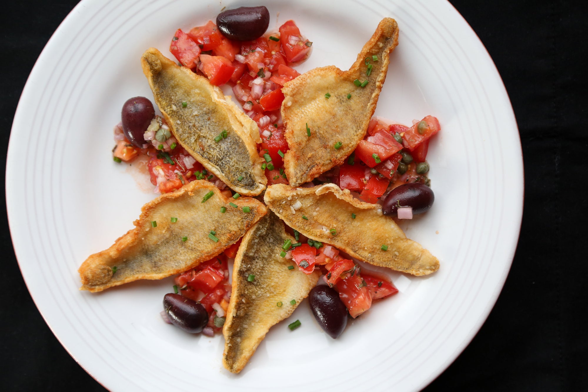Perch with Tomato-Caper Salad