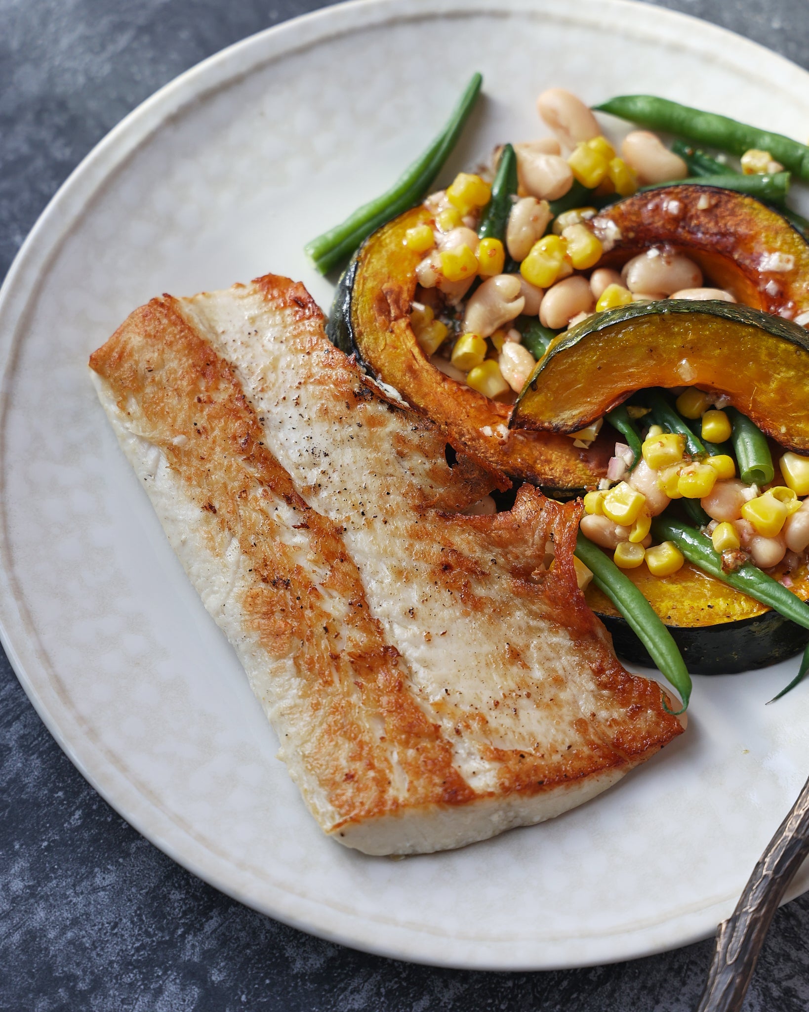 Seared Pike with Three Sisters Salad