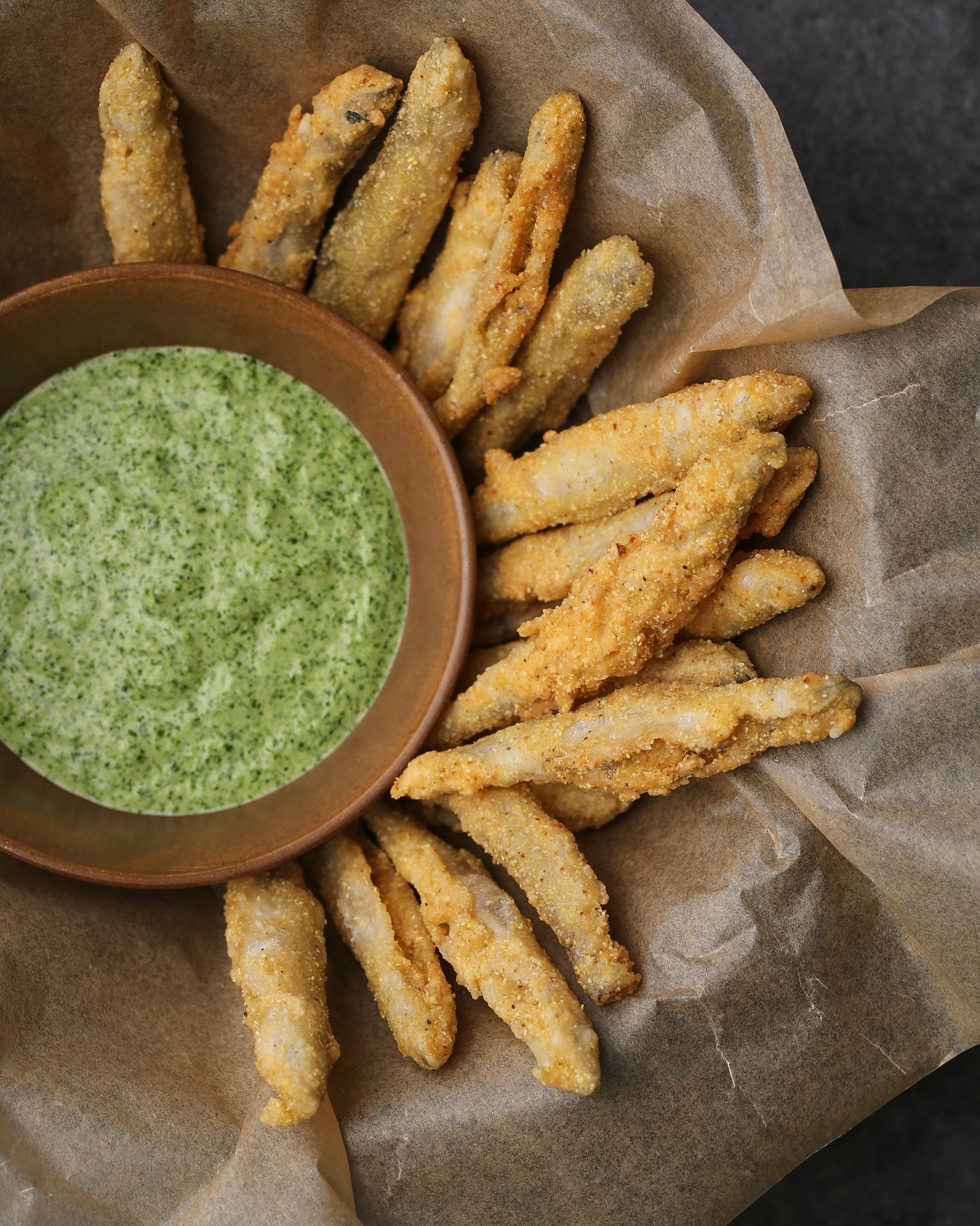 Fried Smelt with Green Sauce