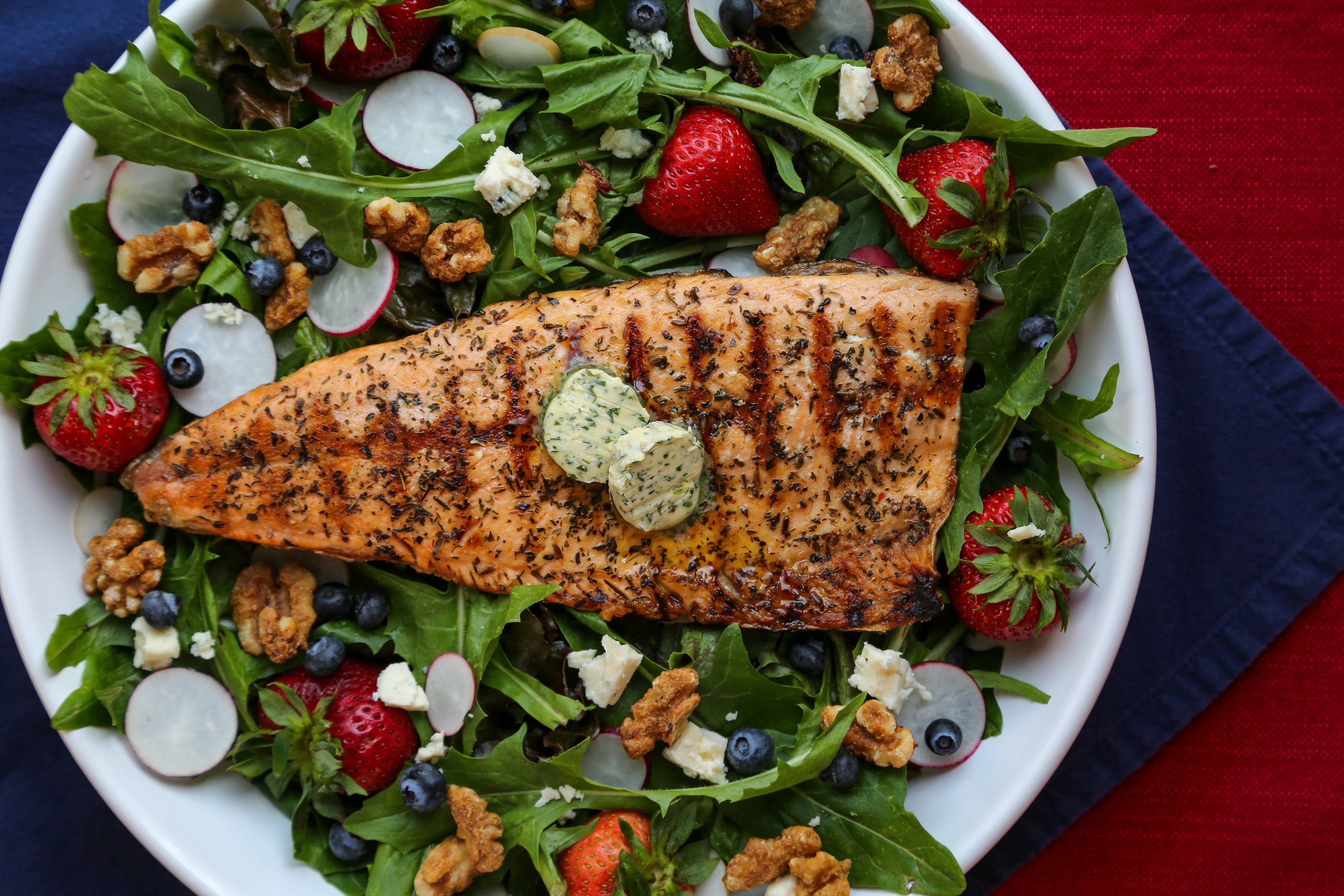 Grilled Steelhead Trout with Mint Compound Butter