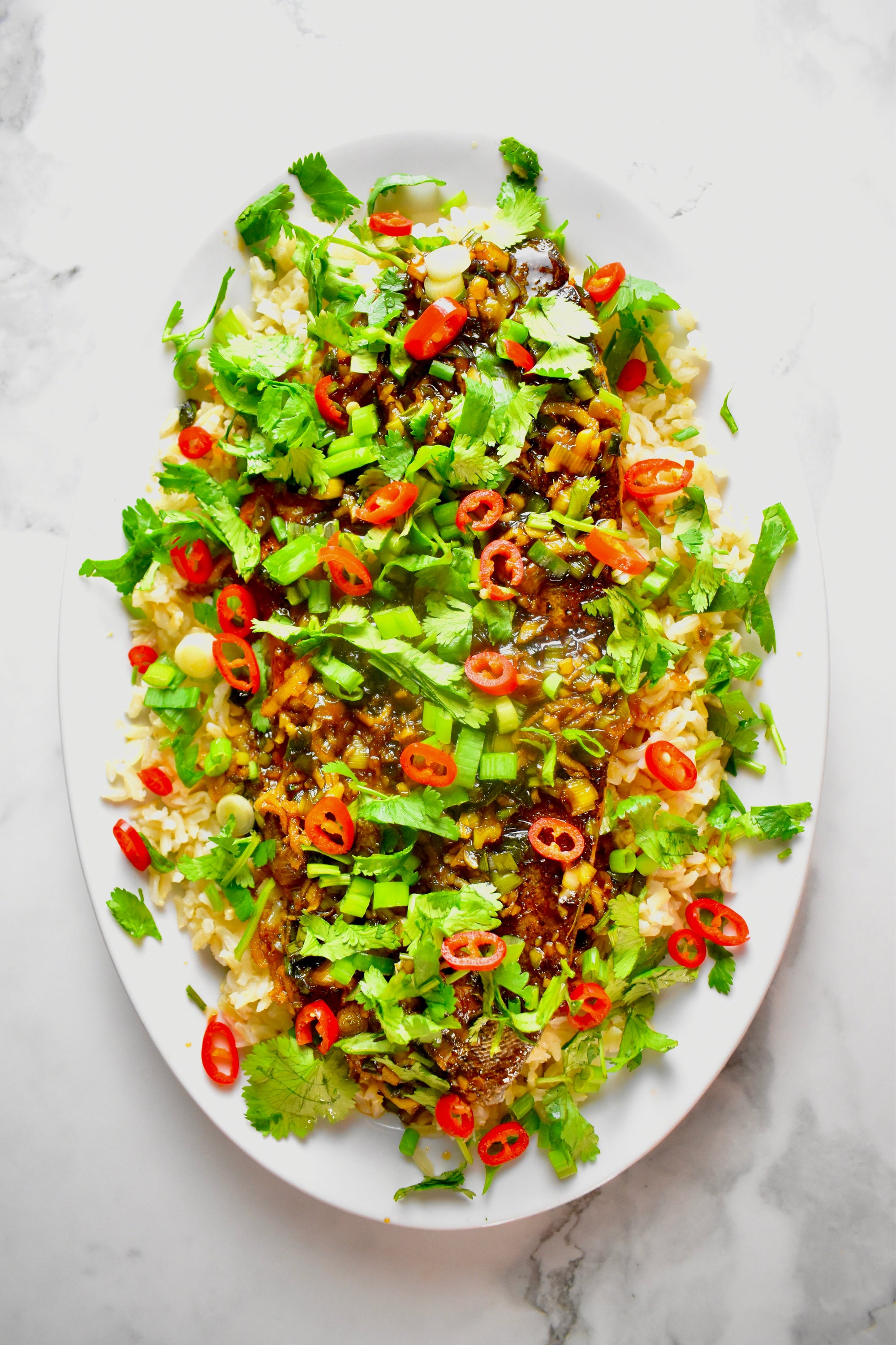 Sticky Ginger-Scallion Trout