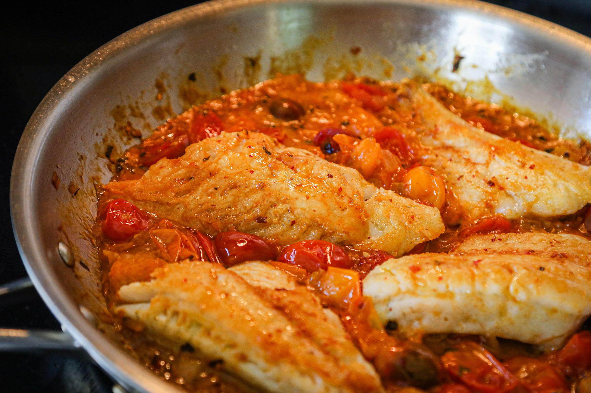 Walleye with Basil-Tomato Sauce