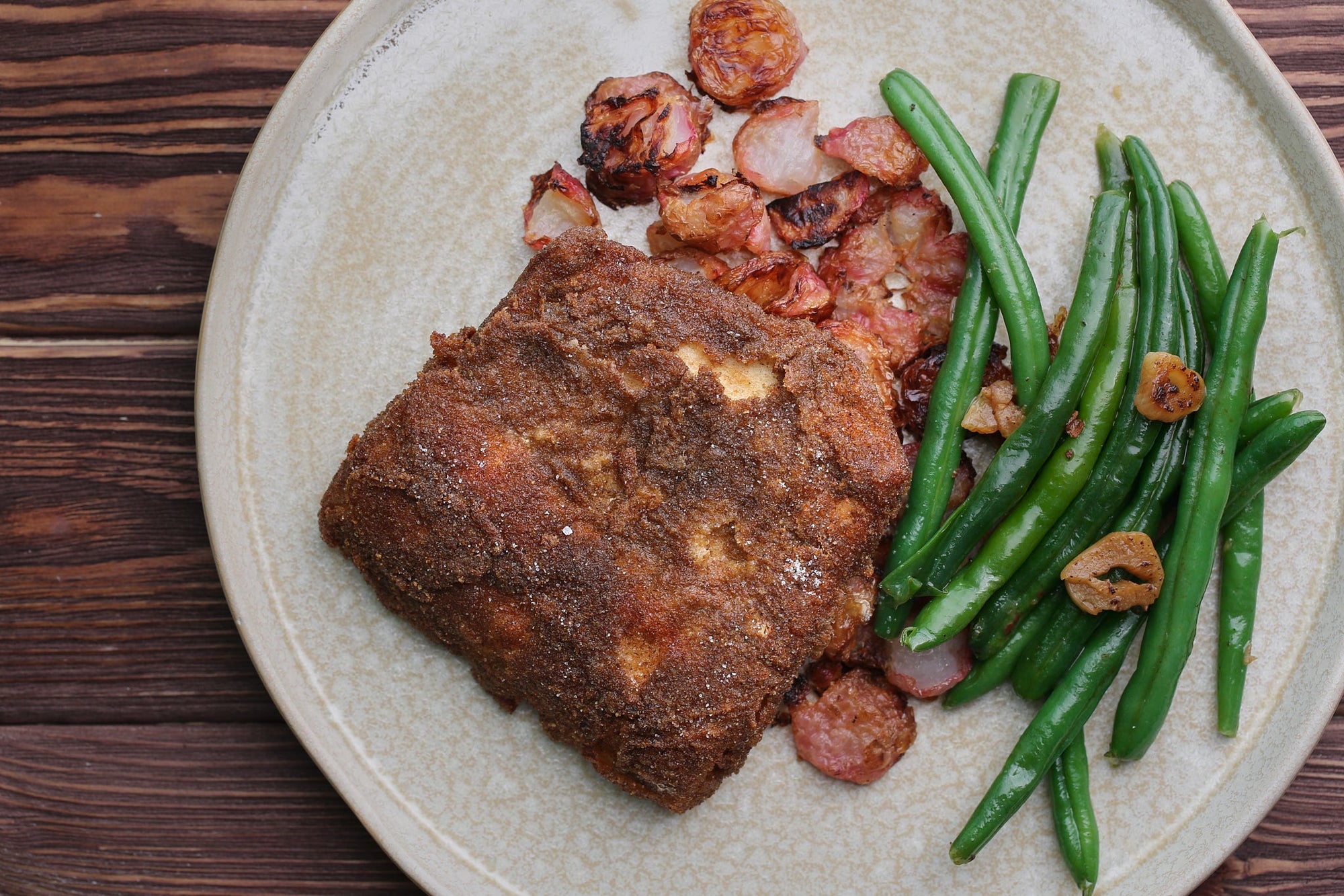 Wild Rice Crusted Pike with Roasted Radish