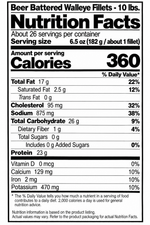 Beer Battered Walleye Fillets - 10 lbs