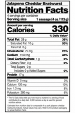 Jalapeno Cheddar Bratwurst - 4 sausages (1 pack)
