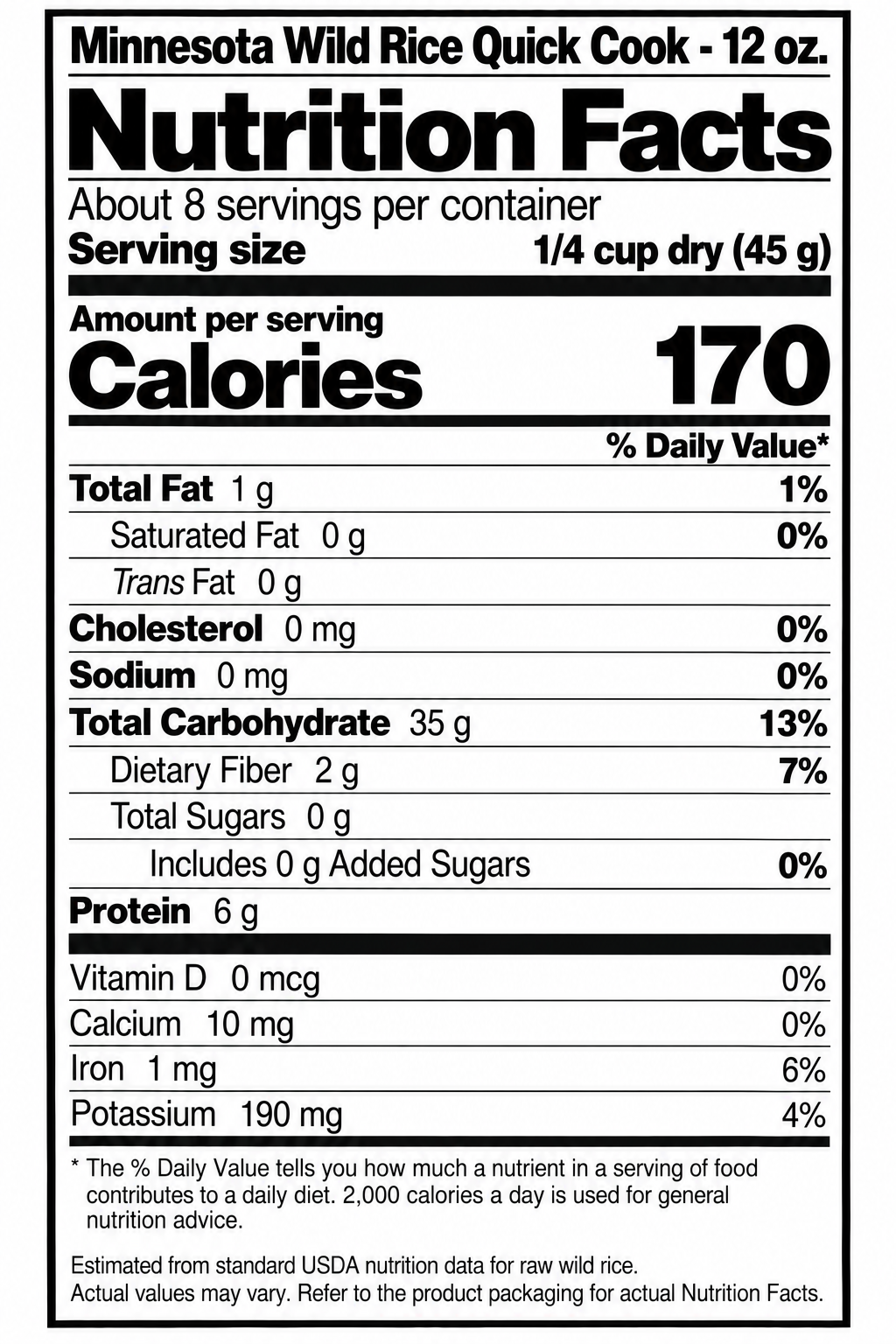 Minnesota Wild Rice quick cook 12 oz