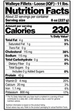 Walleye Fillets - Loose (IQF) - 11 lbs