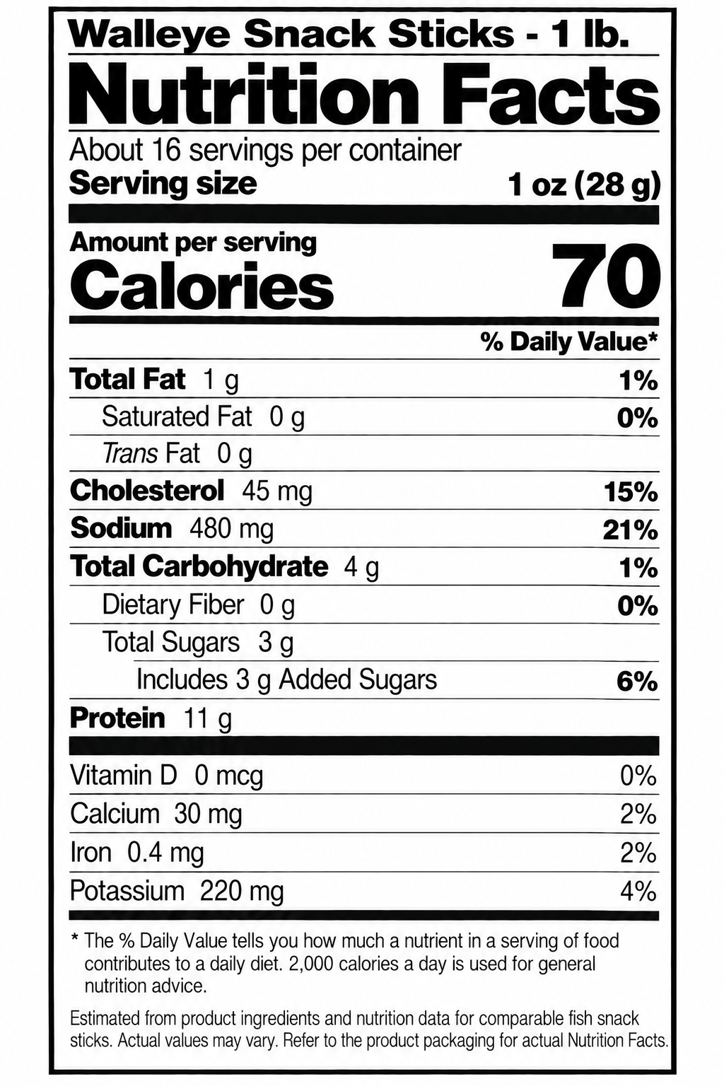 Walleye Snack Sticks - 1 lb