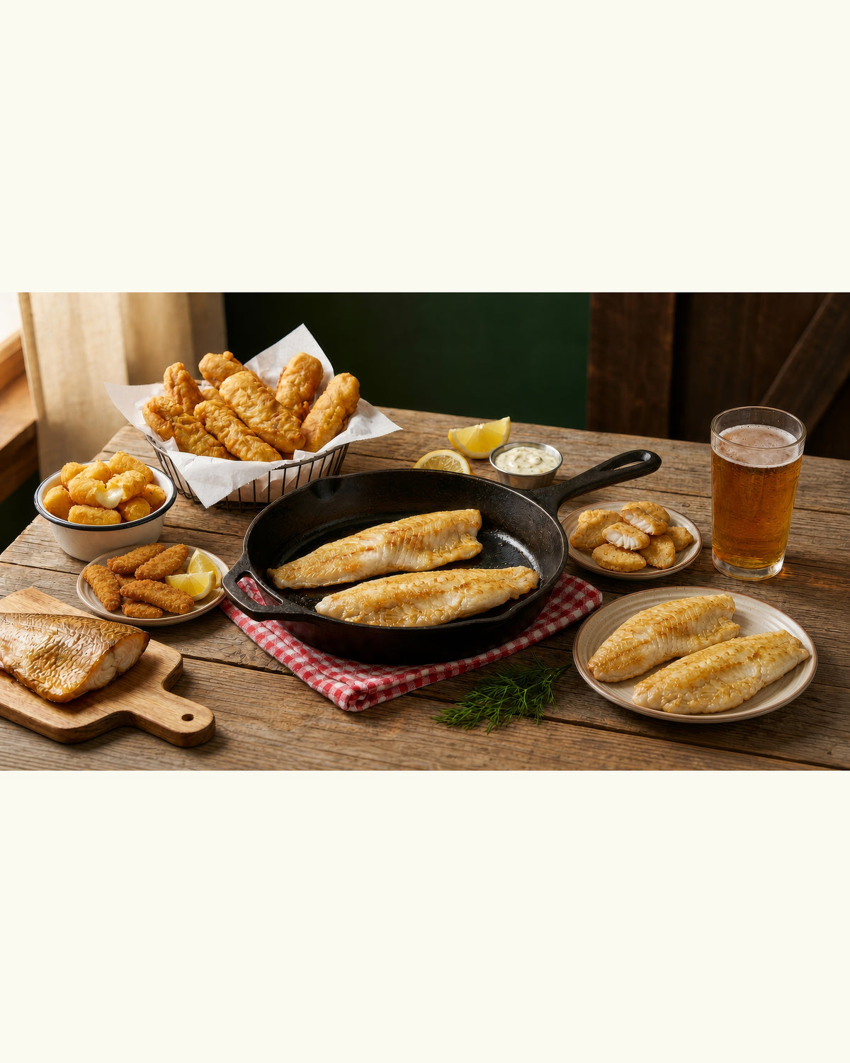 Fish Fry Friday spread on a cabin table